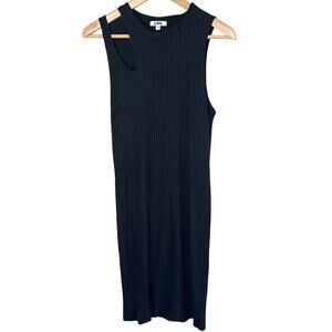 LNA Sleeveless Ribbed Bodycon Dress with Cut Out Detail Large